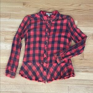 Democracy Red and Black Plaid Button-Up Shirt